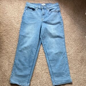 Nicole Miller Nomad Super High Rise Relaxed Straight Jeans Sz 12 Light Wash